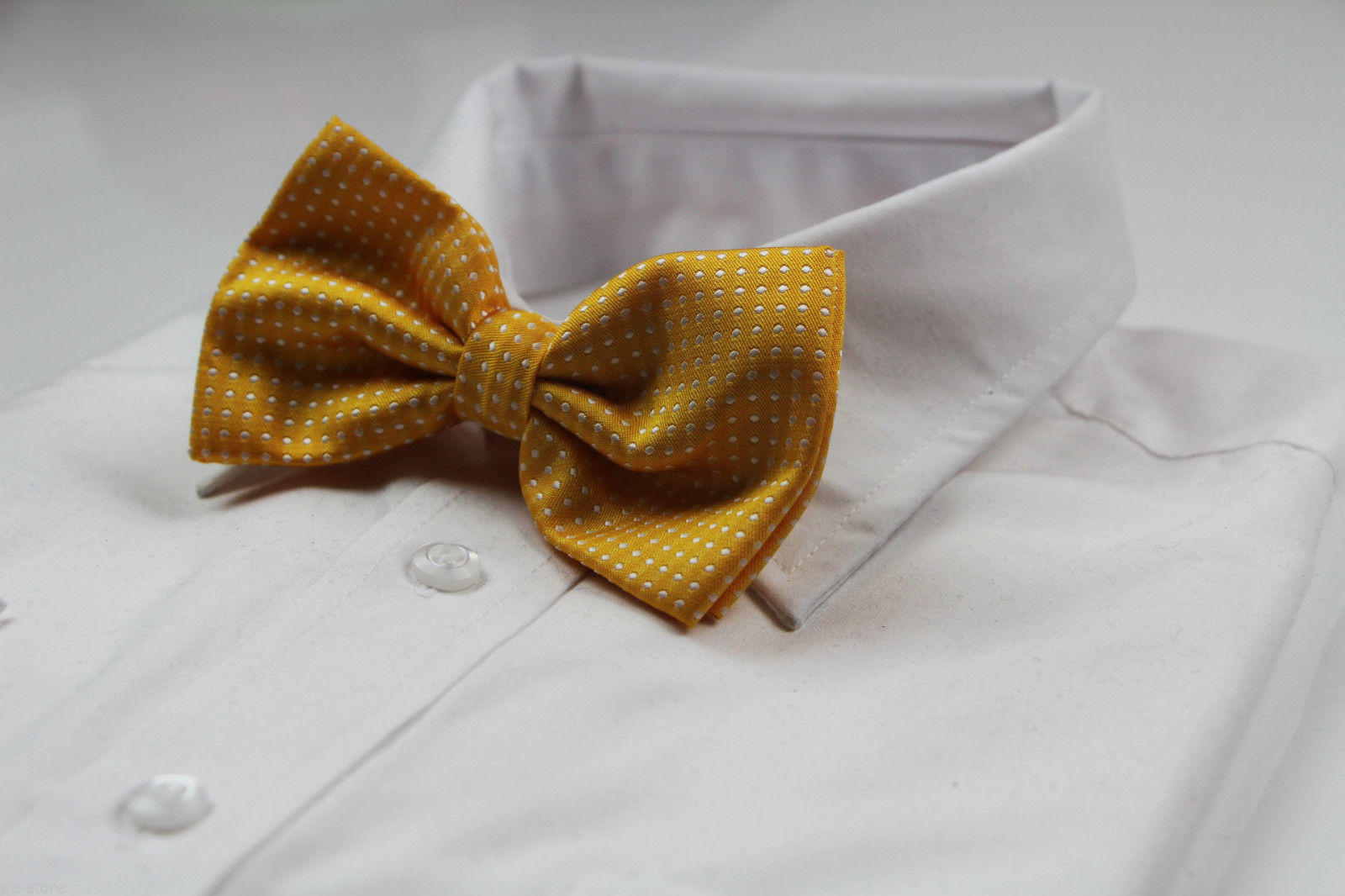 Yellow Polka Pattern With White Dots Bow Tie