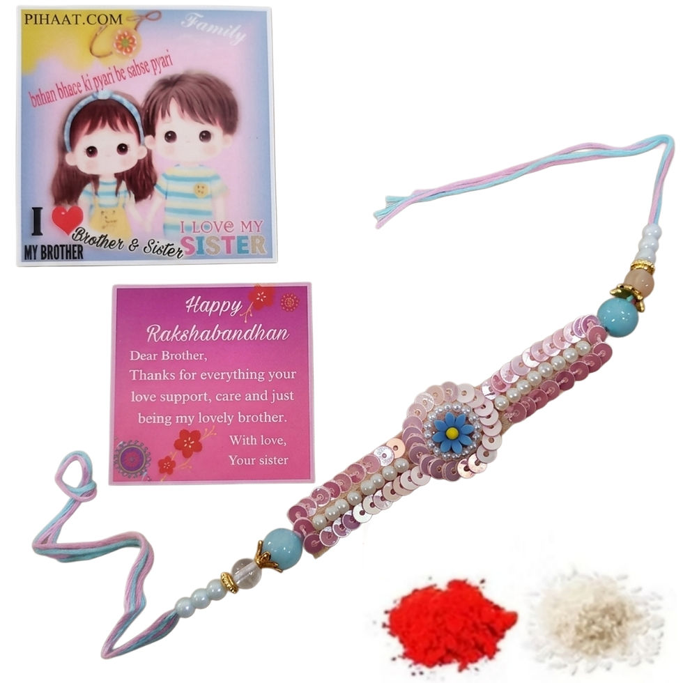 Thumbnail: Designer Shiny Rakhi Wristband for Rakshabandhan, with Fridge Magnet,