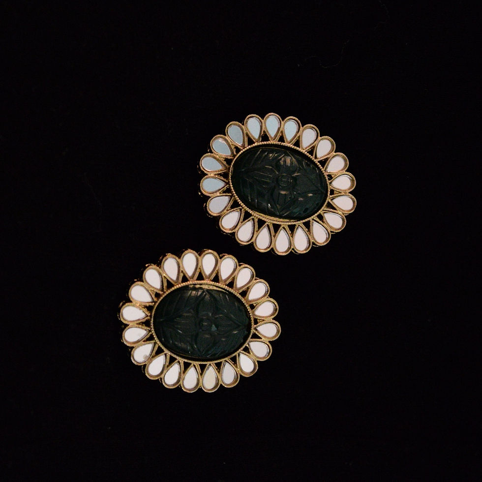 Thumbnail: Green Mirror Stud Earrings