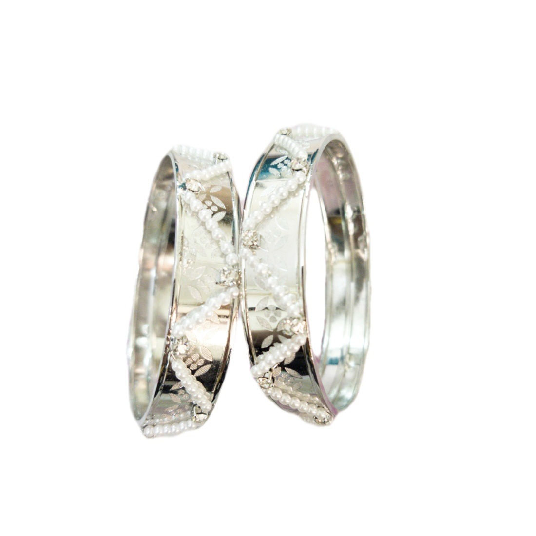 Silver Color Pearl Bangle Set