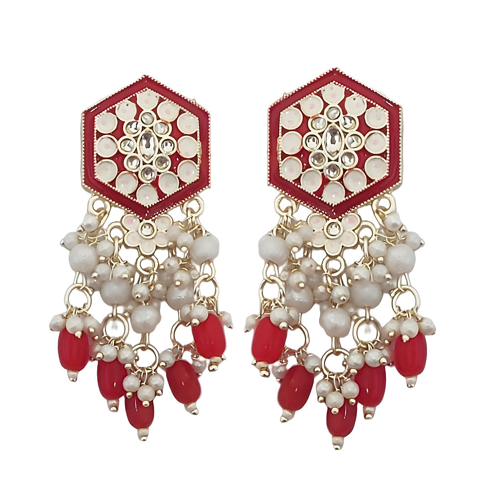 Thumbnail: Meenakari Pearl Long Earrings