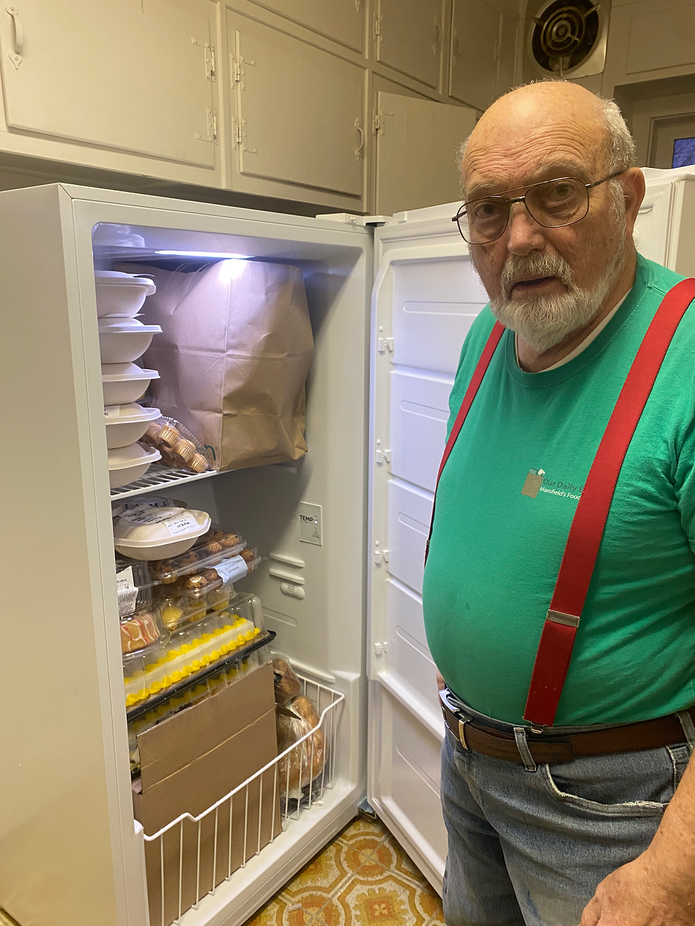 Richard in front of our new convertible refrigerator/freezer!