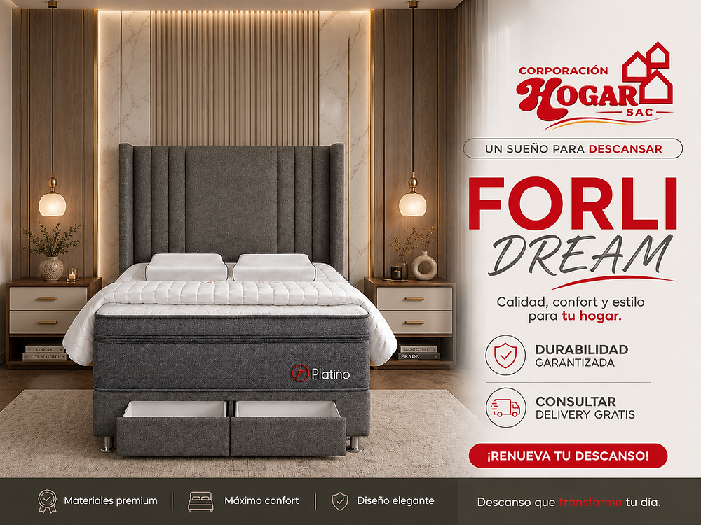 Cama con colchón Platino Forli Dream. Colchones en Arequipa.