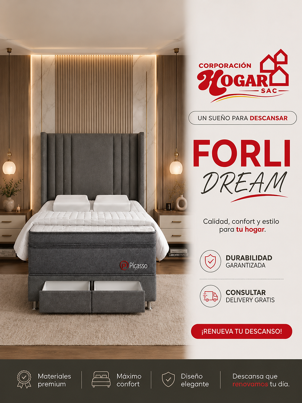 En Corporación Hogar somos distribuidores de colchones Forli en Arequipa.