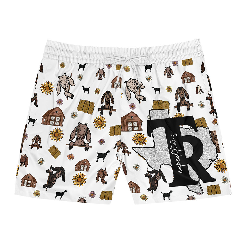 Thumbnail: Goat Farm Pattern Swim Shorts — Men's All-Over Print Beach Trunks