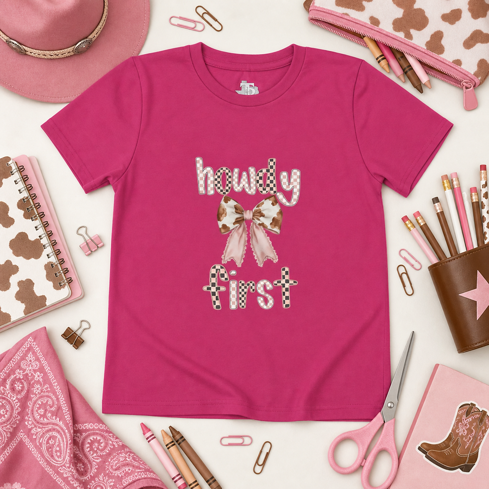 Thumbnail: Custom Coquette Western Howdy First Grade girl first day of school t-shirt