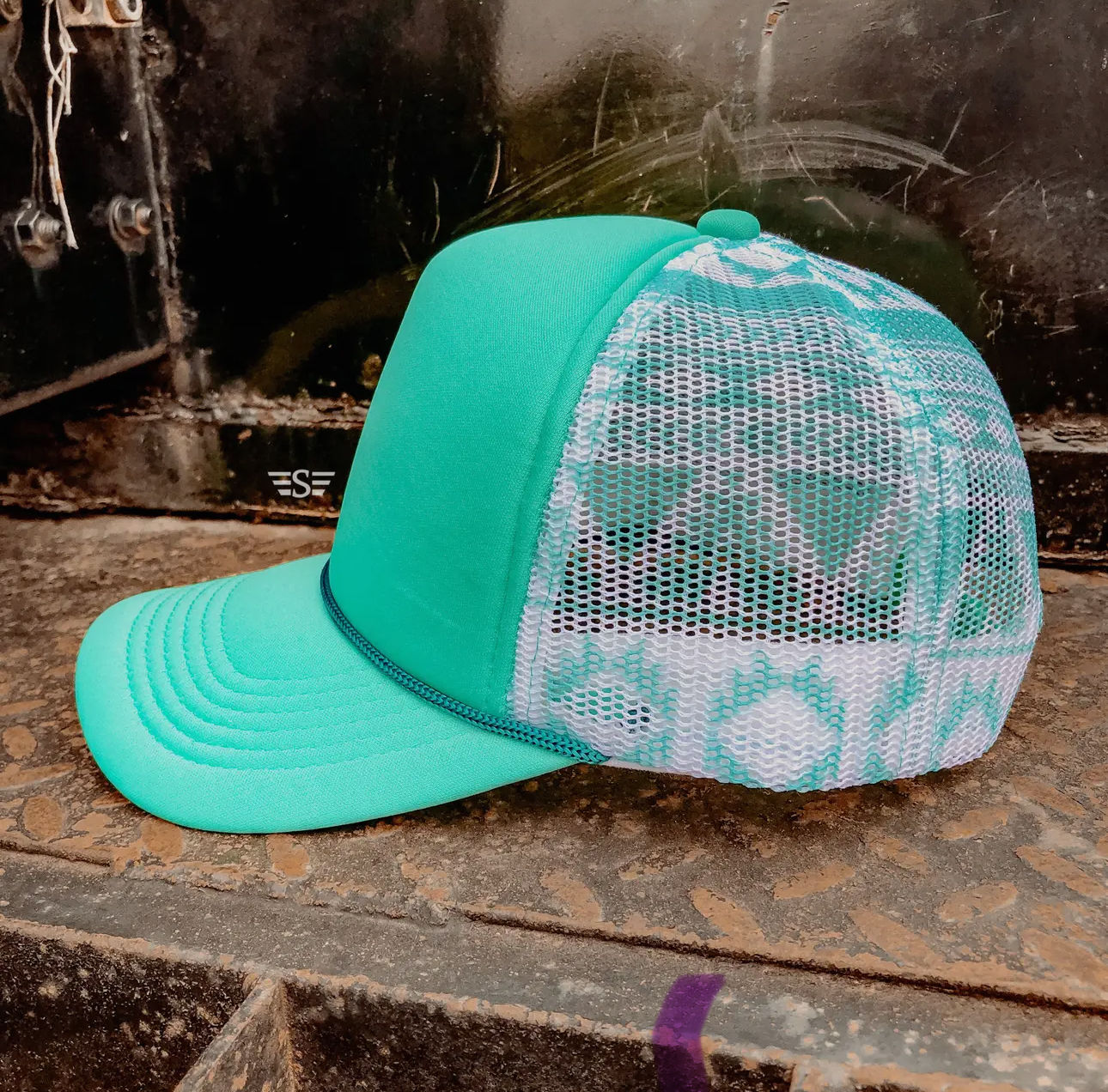 PLMS- Turquoise Aztec mesh back cap