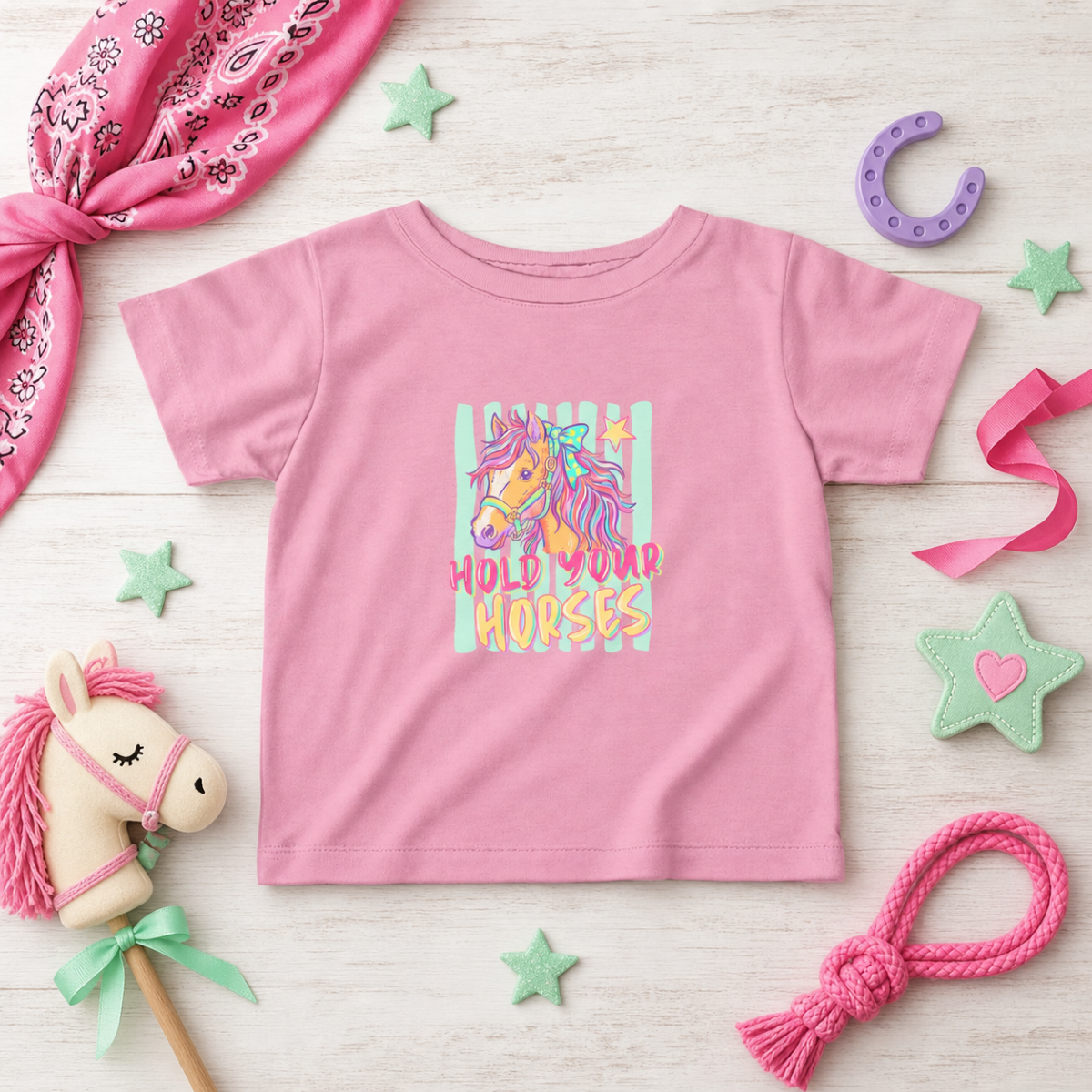Hold Your Horses Baby T-Shirt, western, country, preppy, cowgirl baby