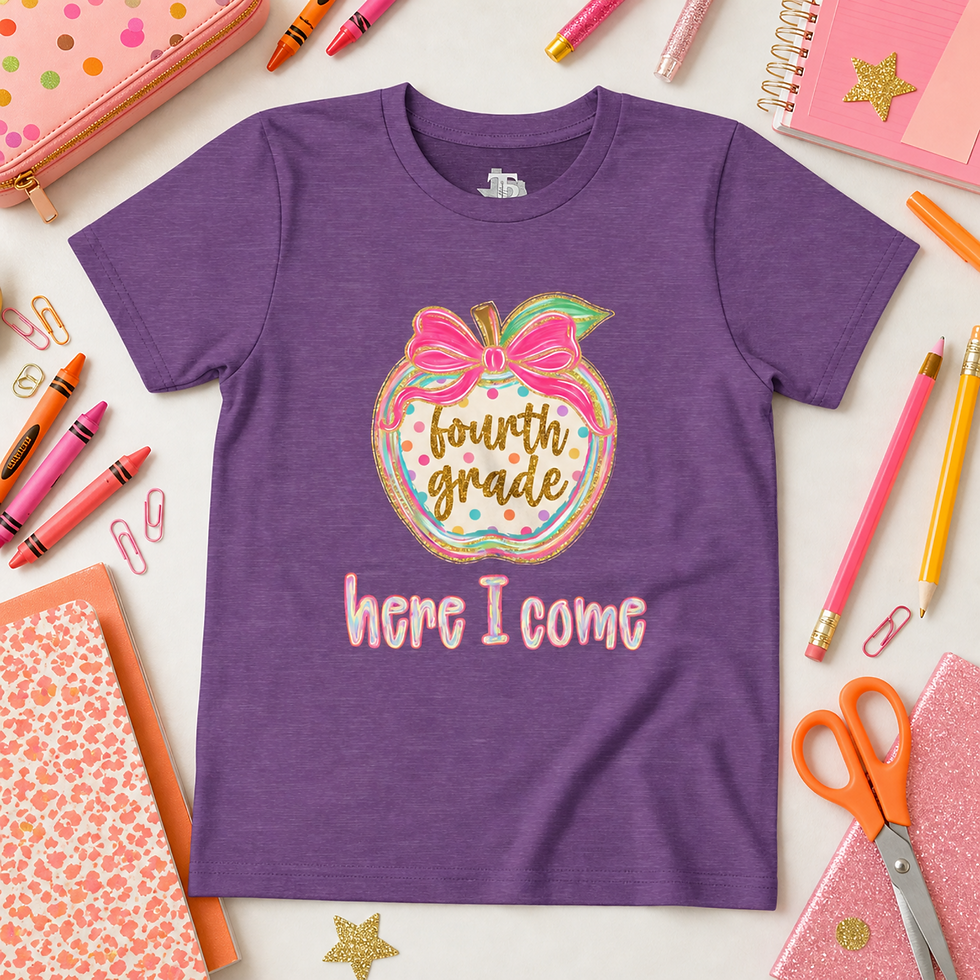 Thumbnail: Fourth Grade Here I Come kid's t-shirt, Back to school, First day of school