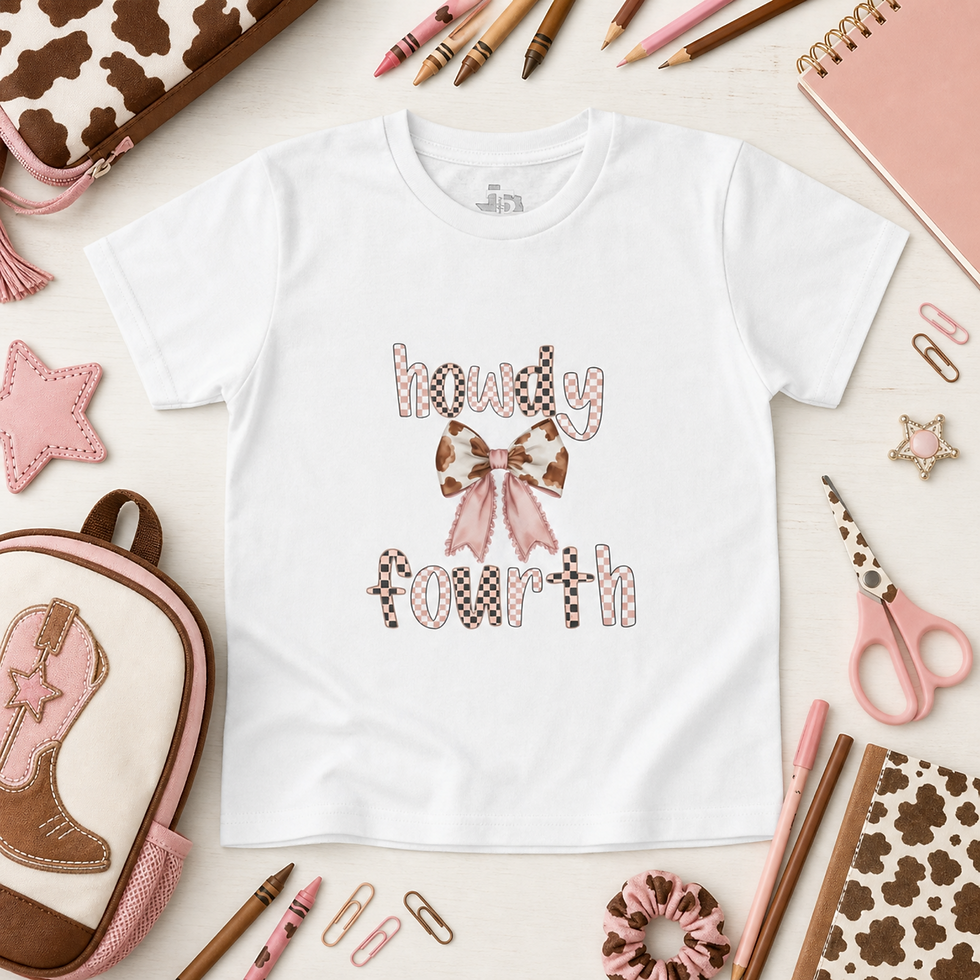 Thumbnail: Custom Coquette Western Howdy Fourth Grade girl first day of school t-shirt
