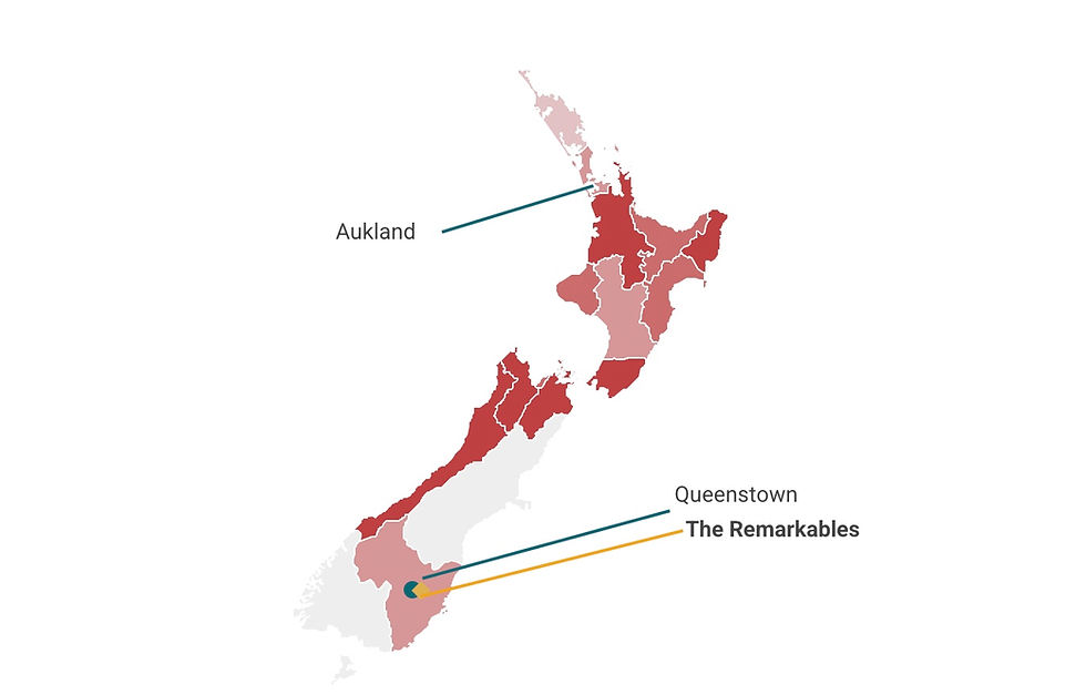Map of remarkables in NZ