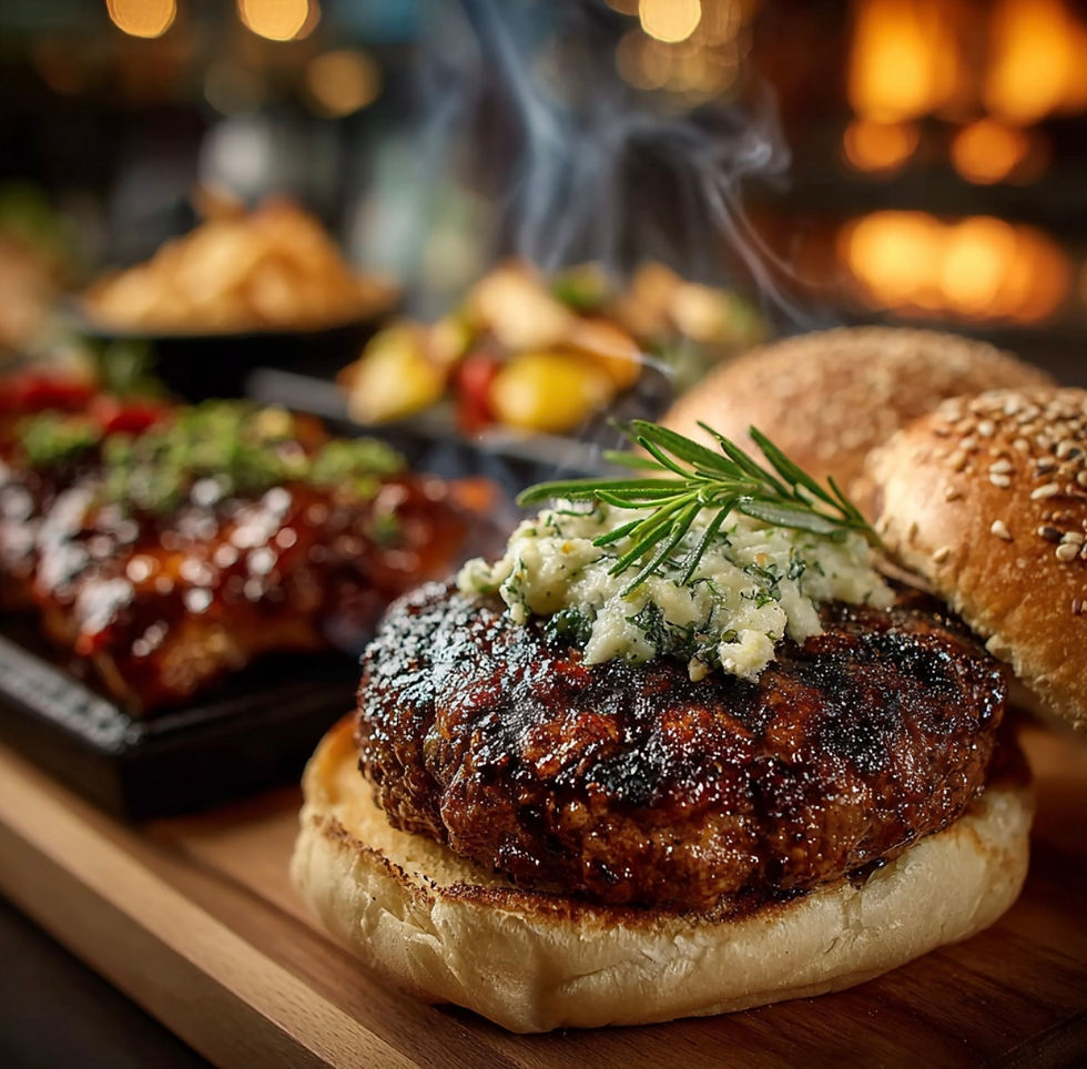 Nice juicy NZ burger in the Remarkables 