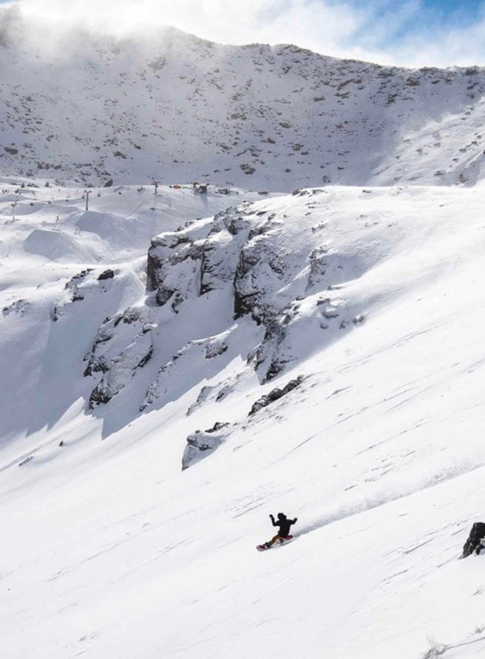 Vertical drop skiing in New Zealand 