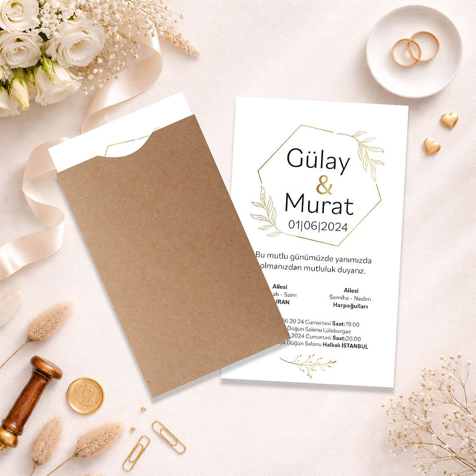 Küçük resim: Gülay ve Murat 09.06.2024 düğün davetiyesi ve zarfı
