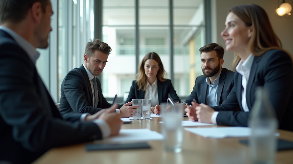 Eye-level view of a business meeting discussing finance options