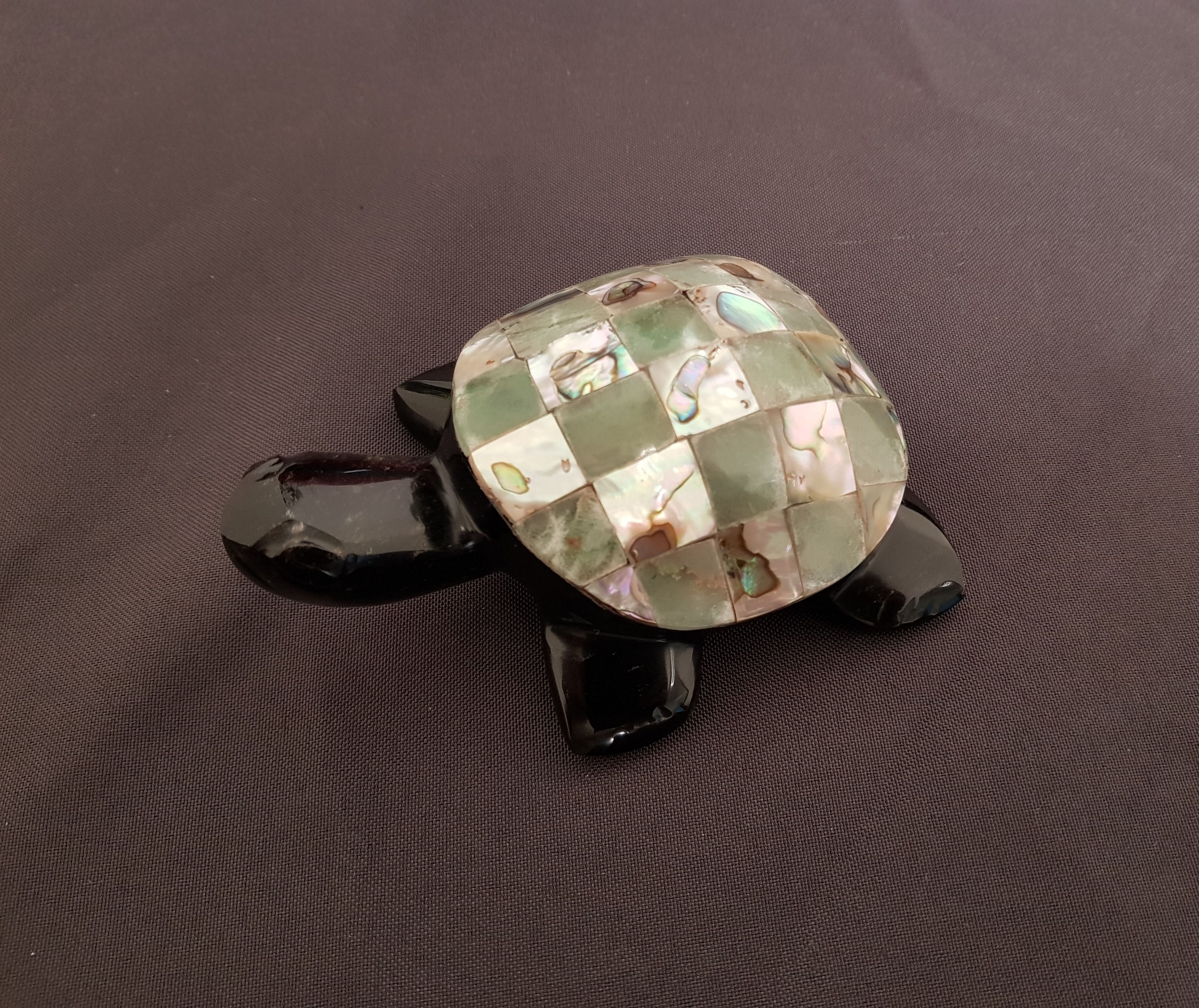 Aventurine - Nacre et Obsidienne noire - Tortue - 12 cm