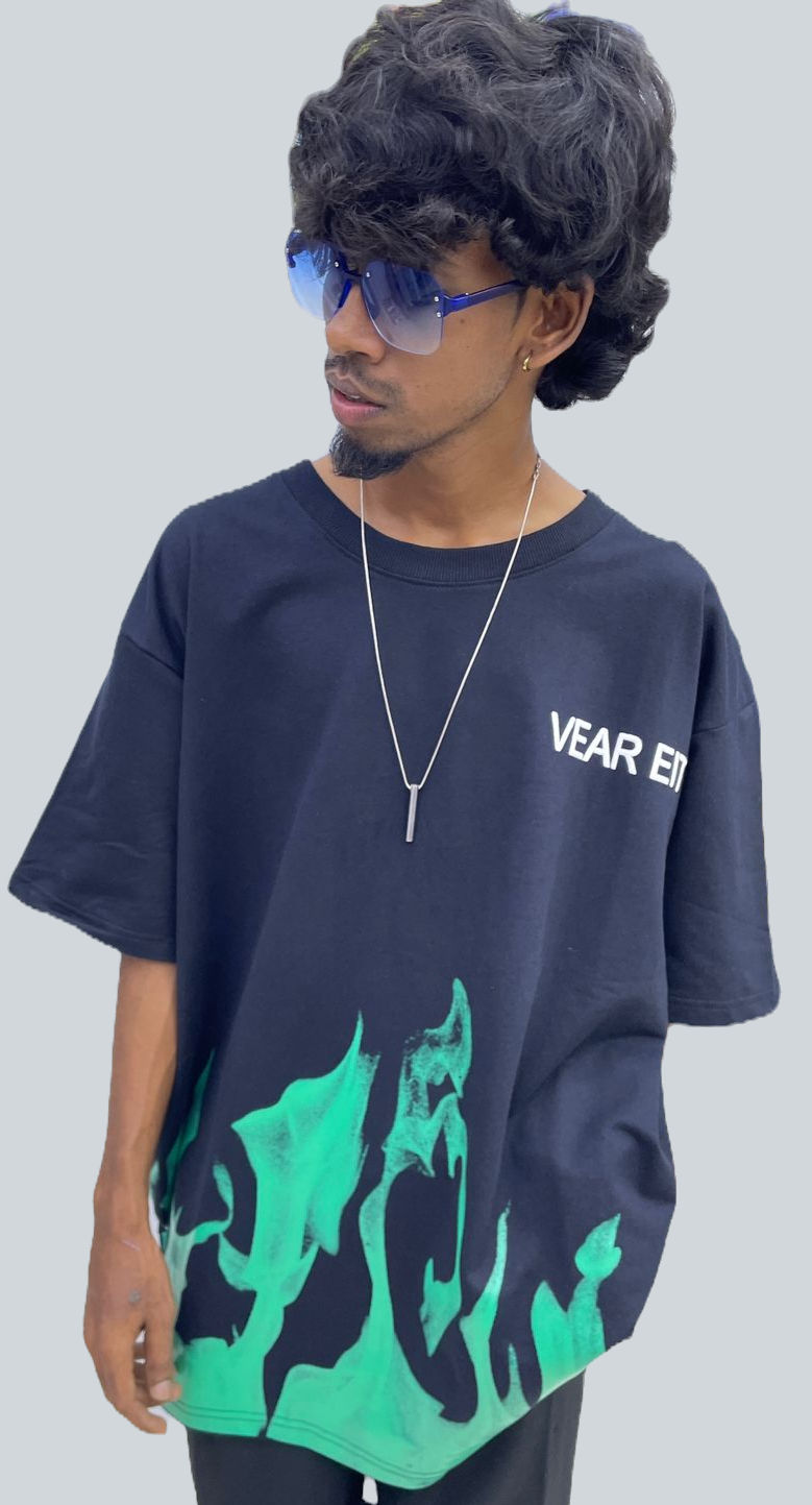 Pack of 2 ( Drop Shoulder Tees ( Black,Green )