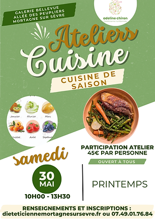 Affiche Atelier Cuisine Moderne Illustré Vert Rose Blanc.png