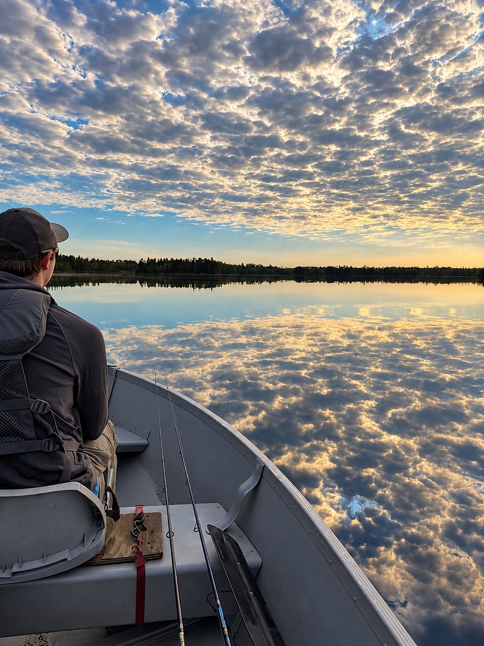 Fisherman overlooking Fall Lake Ely MN
