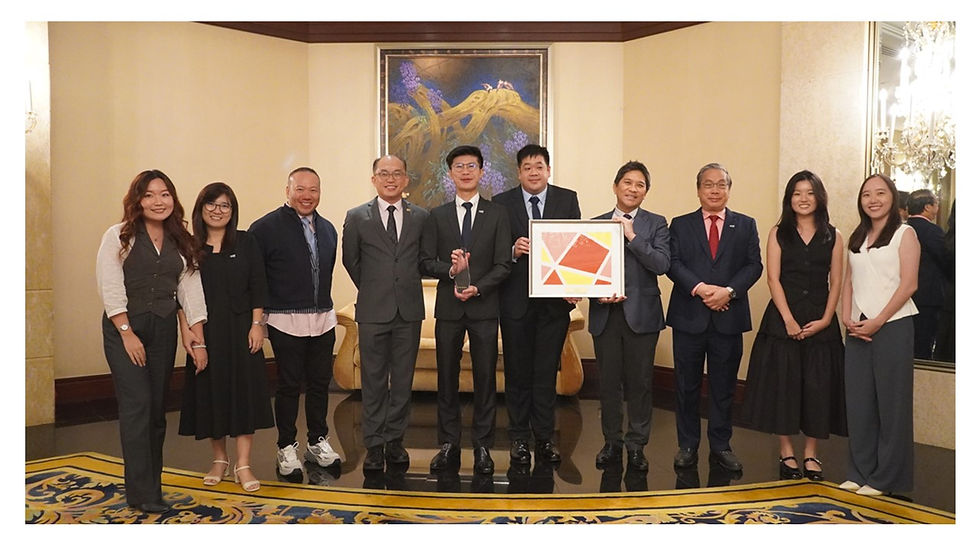 CPG Corporation and PM Link celebrating Wei Quan's win with him