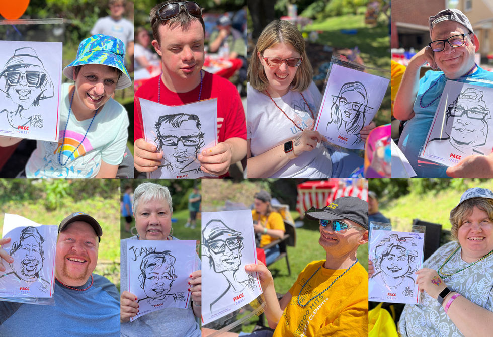 Group of Live Caricature Drawings by Eric Grab Caricatures in the Penn Hills neighborhood of Pittsburgh, PA, 2023