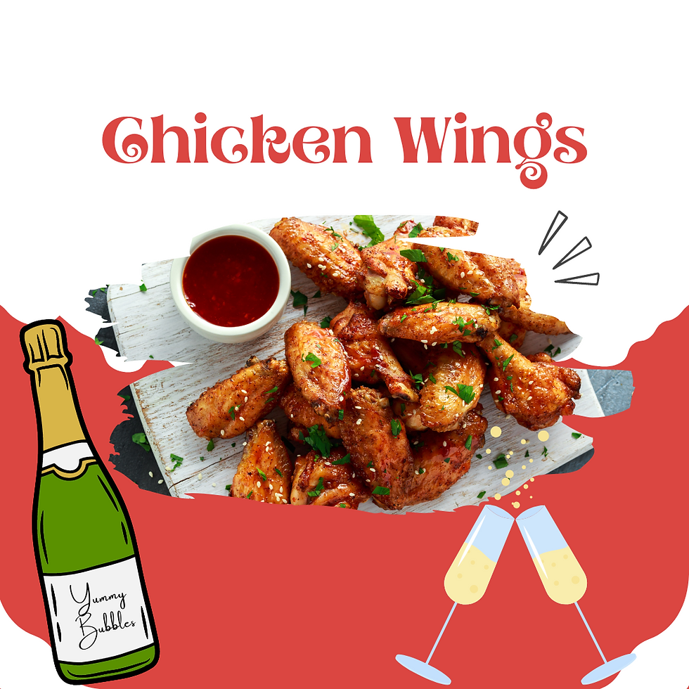 Chicken wings and sparkling wine