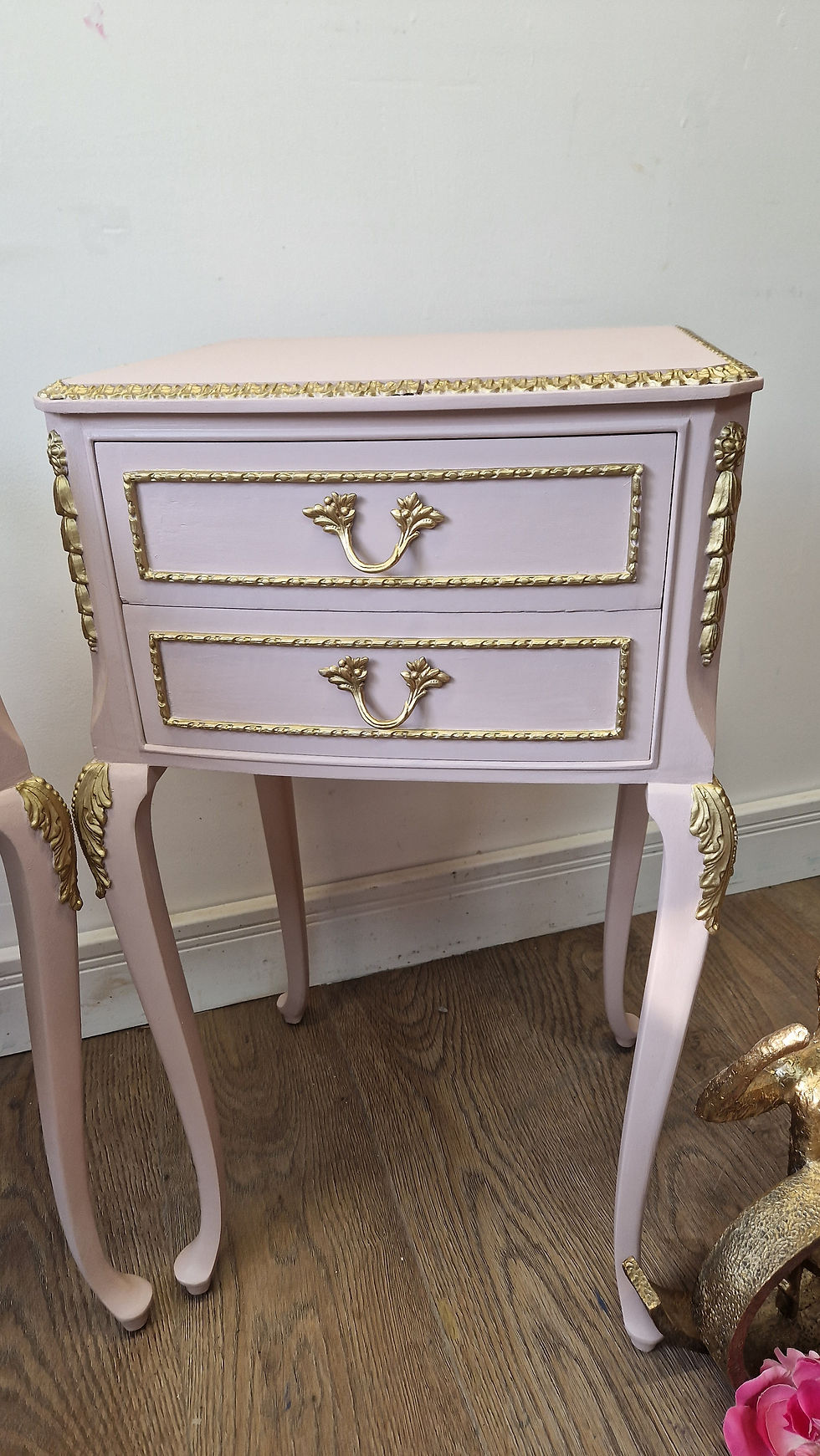Thumbnail: Pink French louis bedside cabinets 