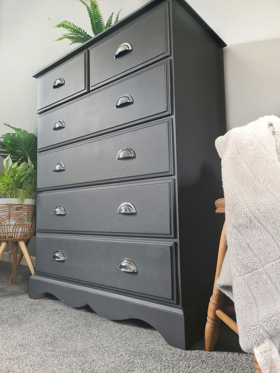 Thumbnail: dark grey chest of drawers/farmhouse stye/rustic/ pine drawers/grey chest of drawers/hertfordshire/painted in grey