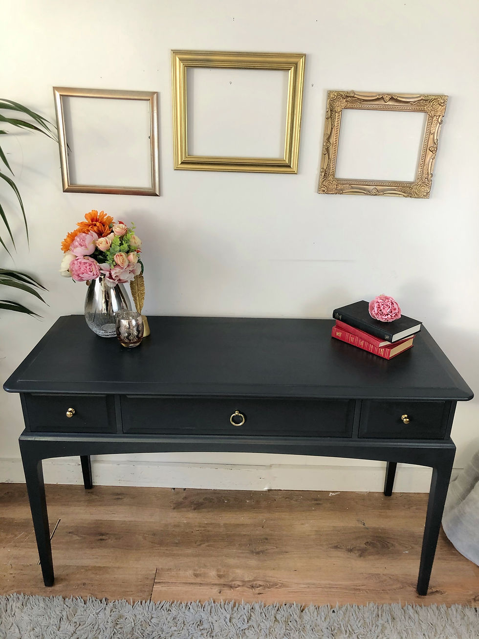 Thumbnail: stag minstrel dark grey console table/stag minstrel dressing table/ grey desk/grey console tall/ hertfordshire/ desk/table