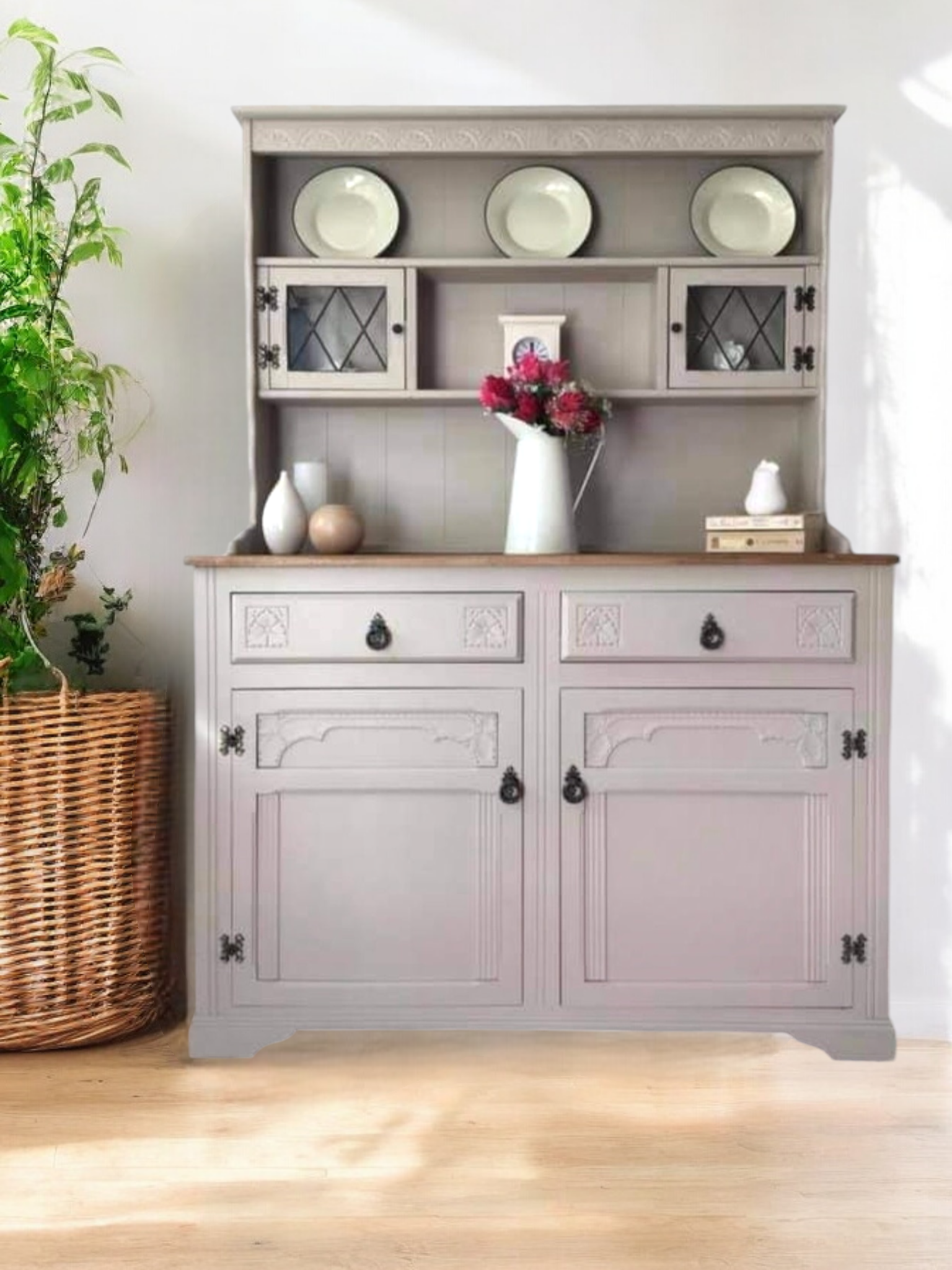 taupe farmhouse welsh dresser
