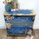 Thumbnail: the top has gold leaf with a french large stencil , blue and gold chest of drawers, gold details and mouldings
