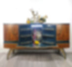 teal cocktail cabinet/teal drinks cabinet/mcm/ midcentury sideboard/midcentury cocktail cabinet/hertfordshire/ handpainted