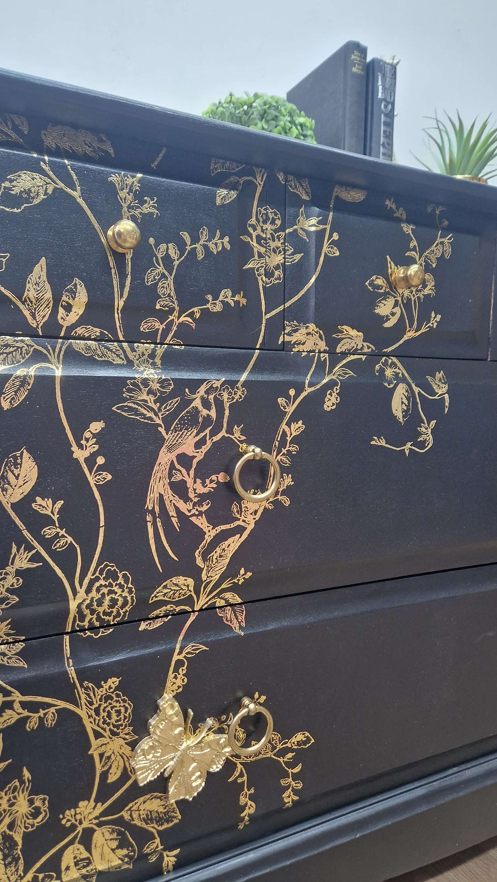 Thumbnail: Black and gold stag minstrel  chest of drawers 