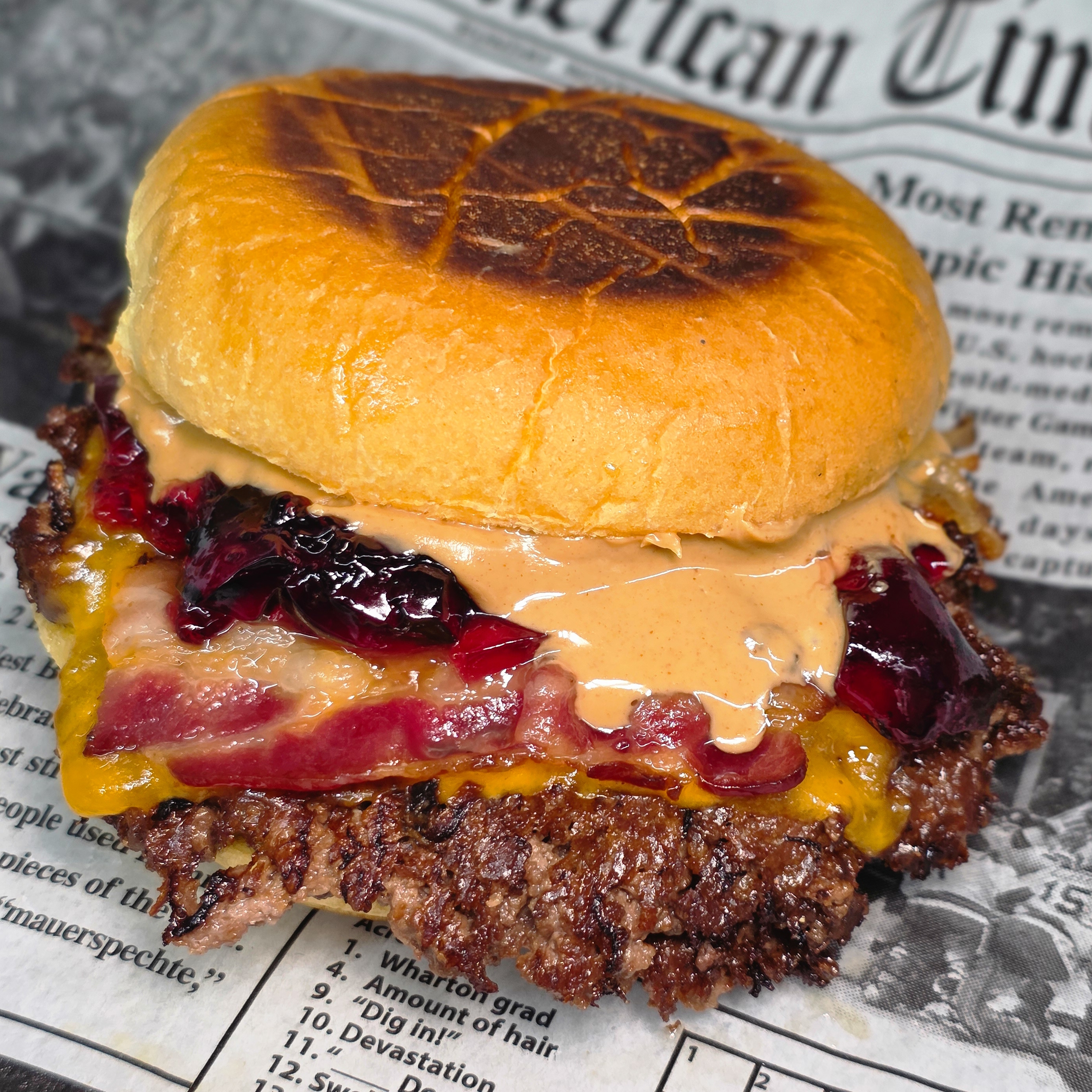 The PBJ peanut butter and jelly smash burger, Holy Grail Burgers NJ