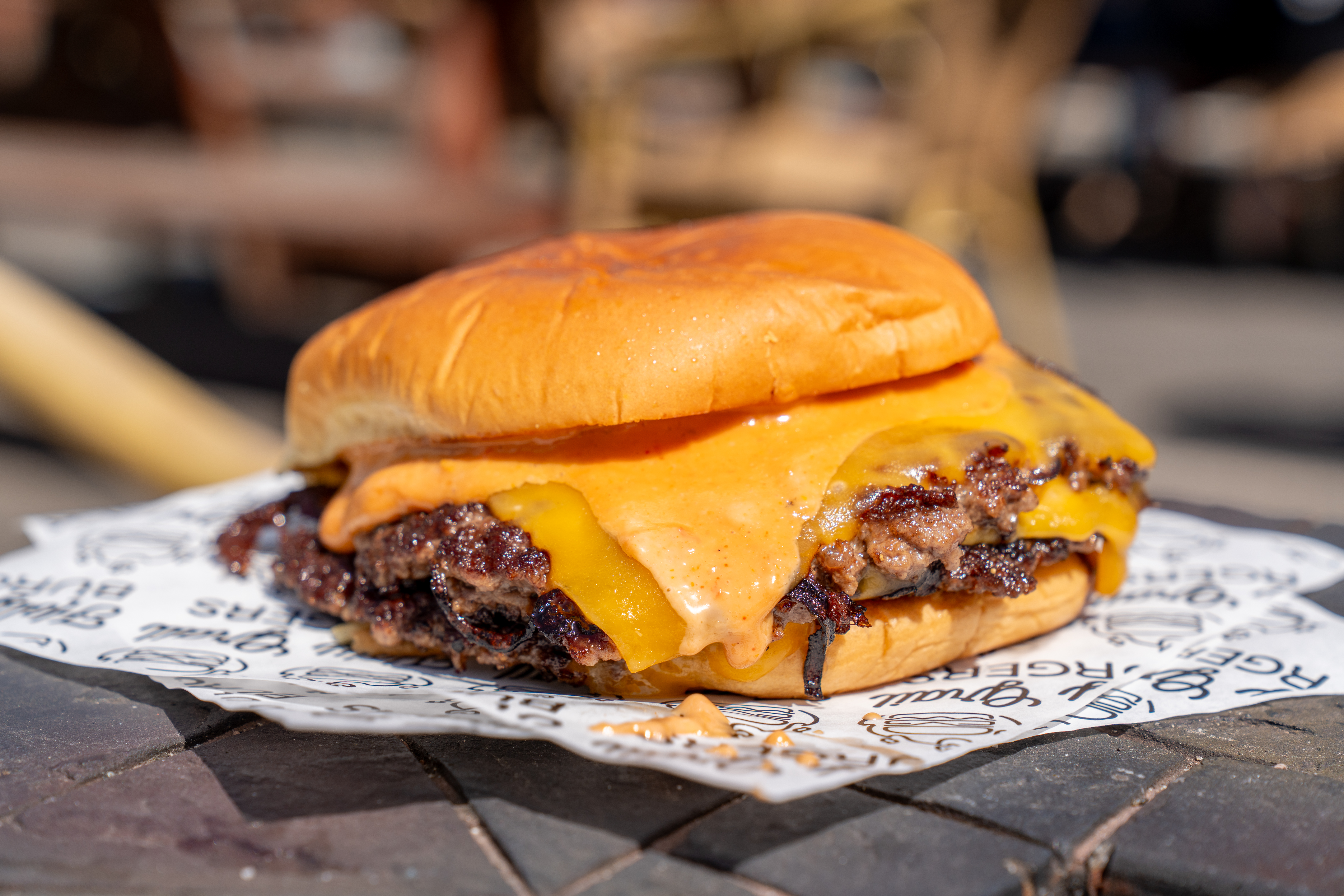 Holy Grail smash burger close up