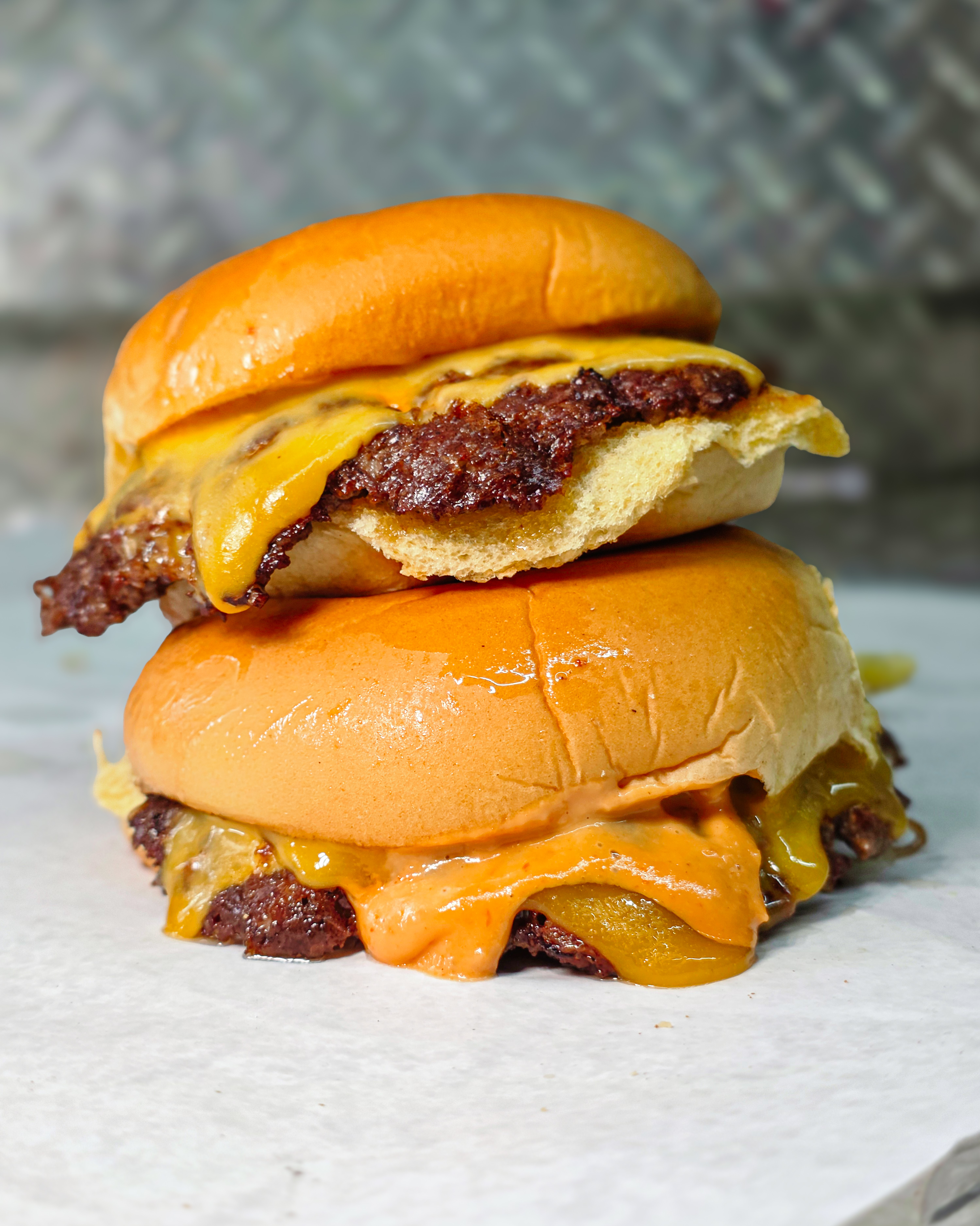 Holy Grail Burgers smash burger fresh off the griddle