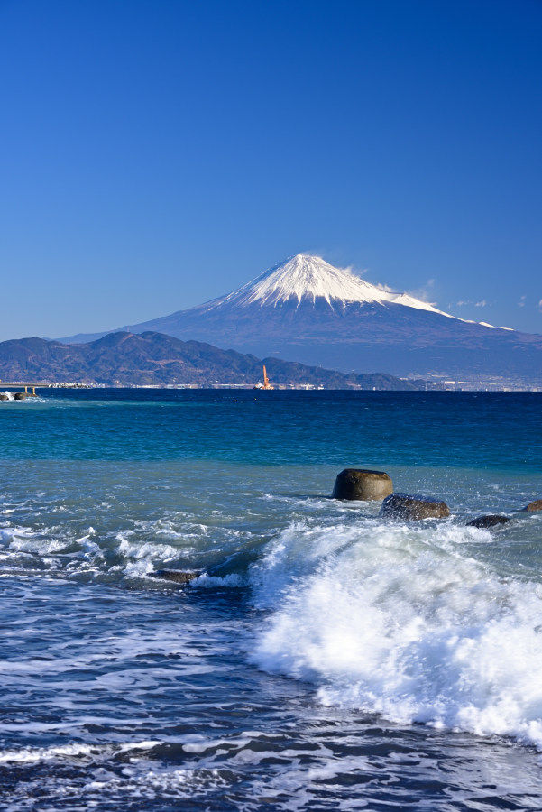 富士と海
