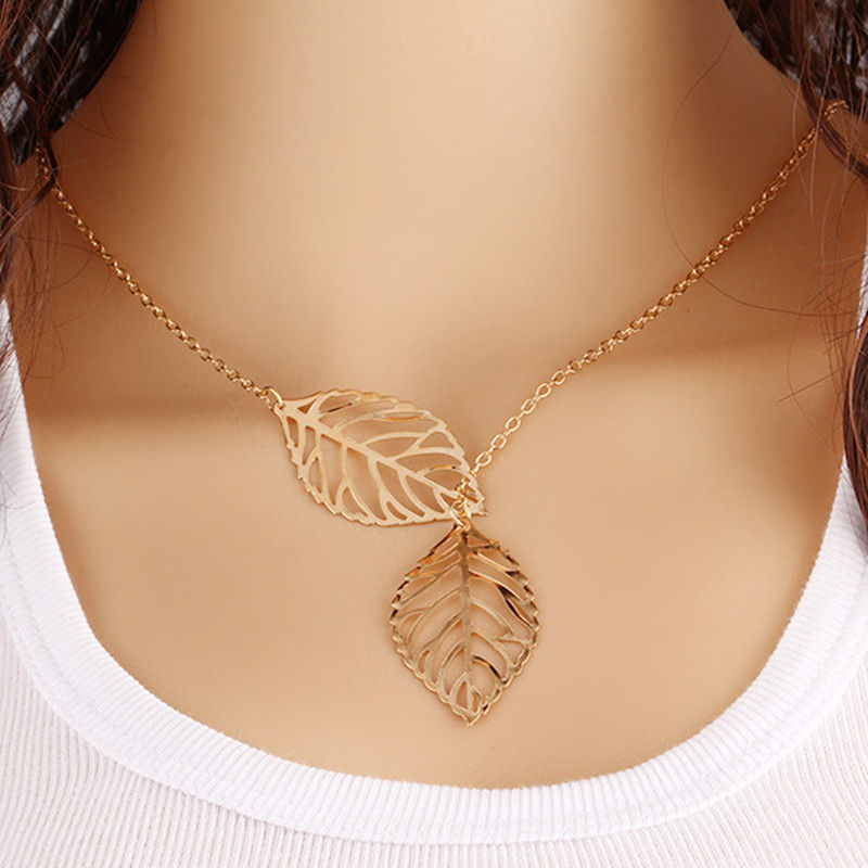 Thumbnail: Minimalist Round Stick Pendant Necklace for Women Pearl Clavicle Necklace Leaves
