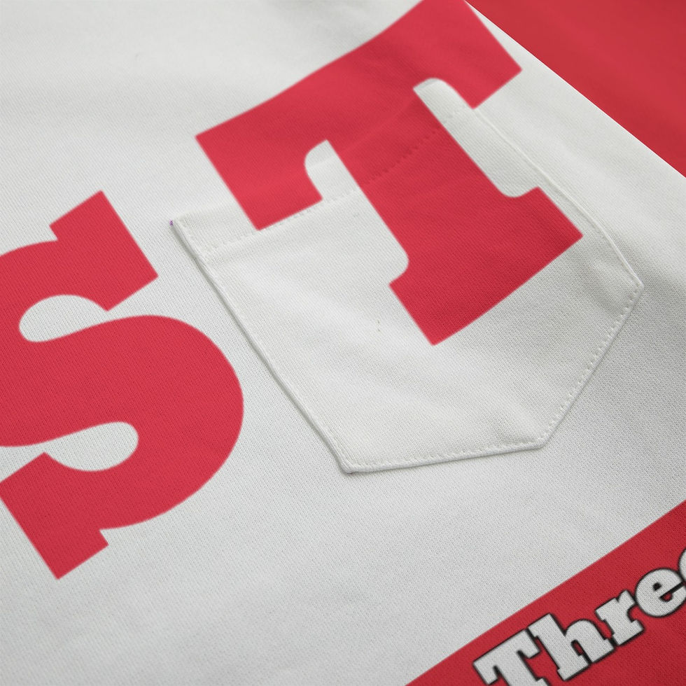 Thumbnail: Boat Neckline Sweatshirt With Chest Pocket | 310GSM Cotton DST RED WHITE