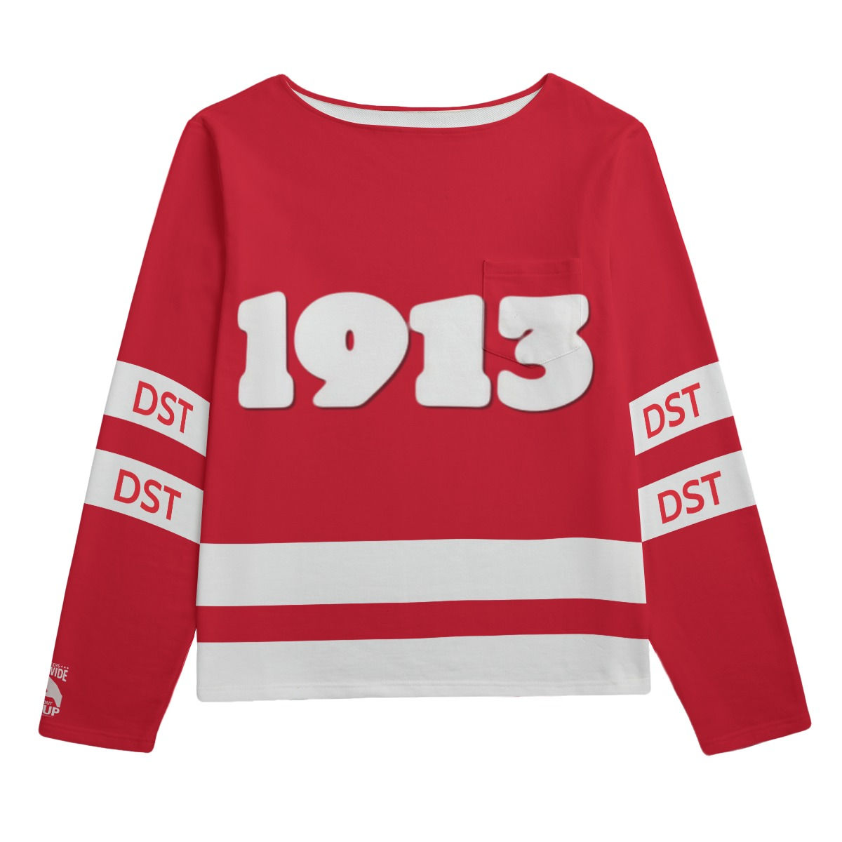 Boat Neckline Sweatshirt With Chest Pocket | 310GSM Cotton 1913 Red