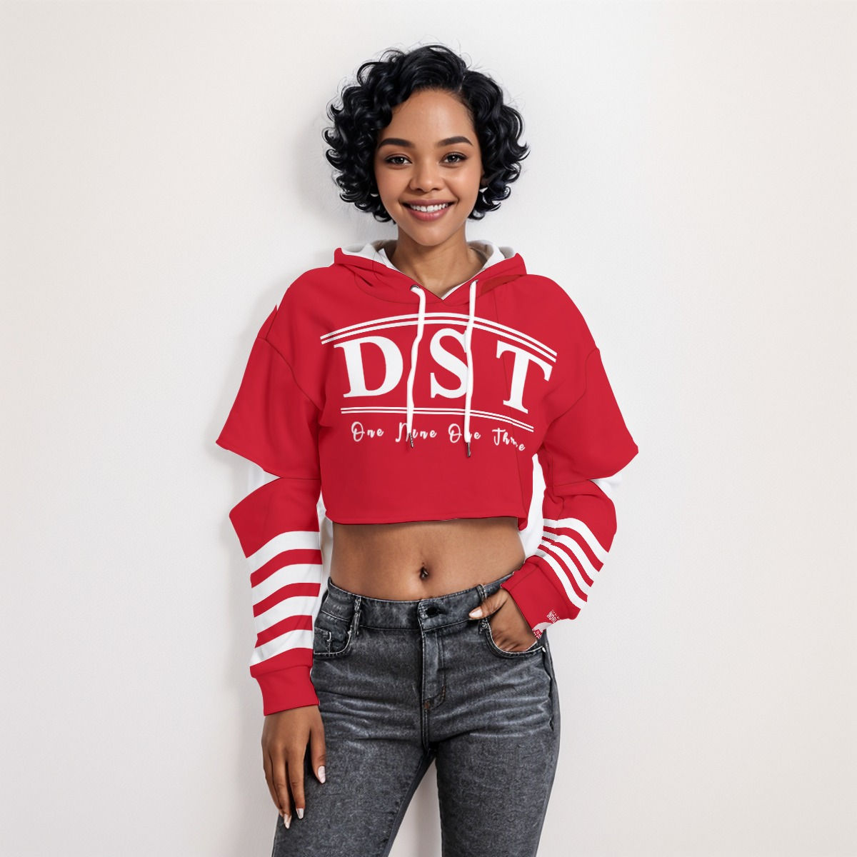 Candy Cane Heavy Fleece Hoodie With Hollow Out Sleeve