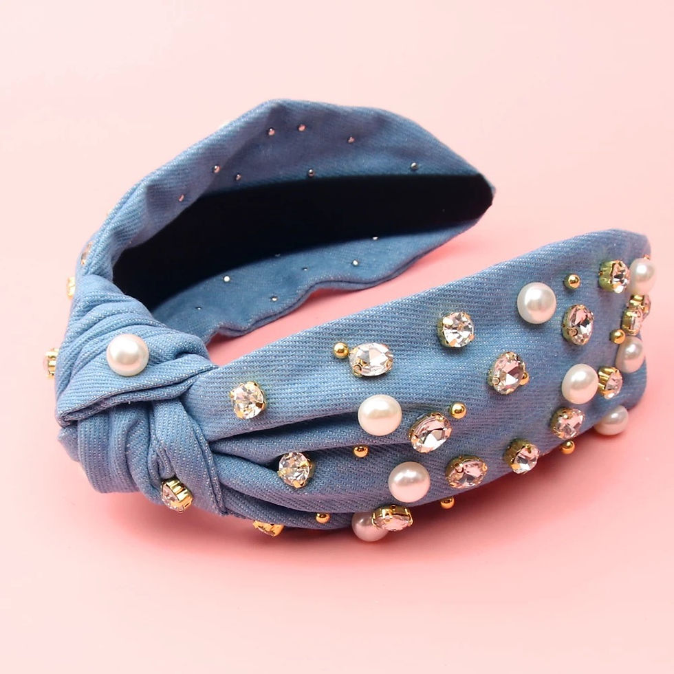 Thumbnail: Luxury Pearl Crystal Jeweled Top Knot Headband