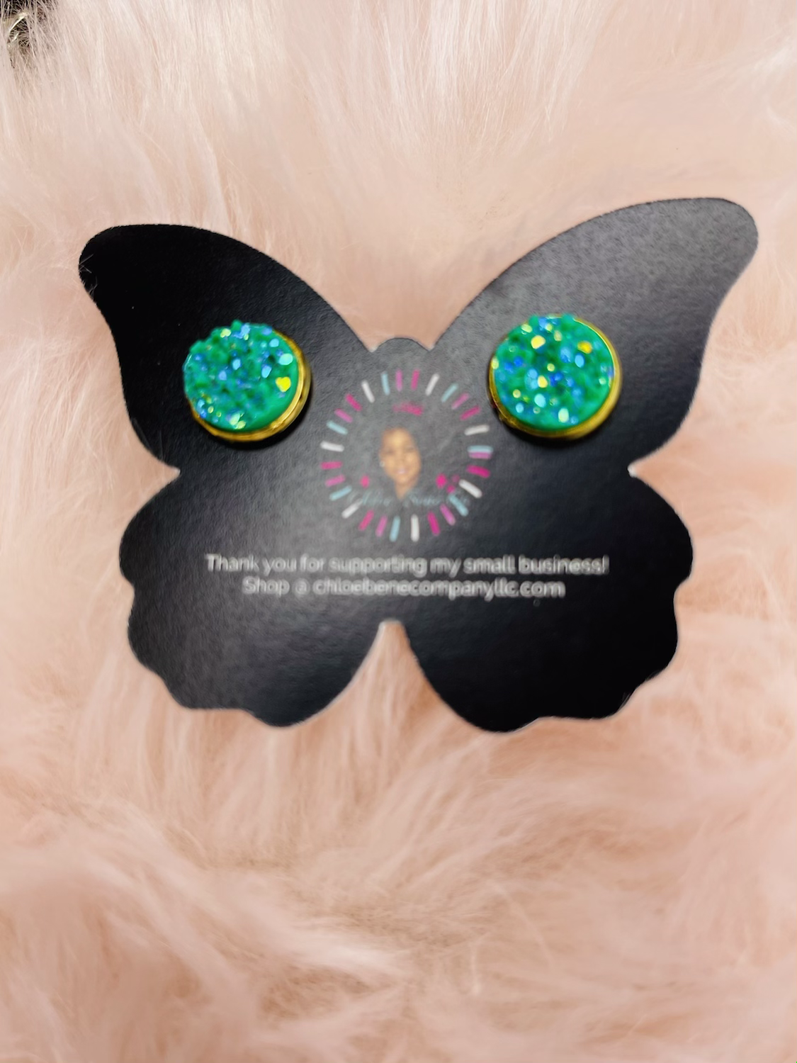 Earrings Studs (Teal Sparkle)