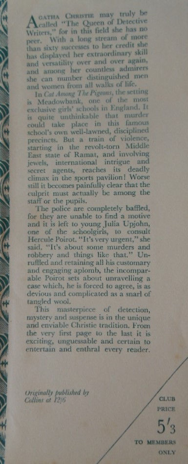 Thumbnail: Cat Among the Pigeons by Agatha Christie