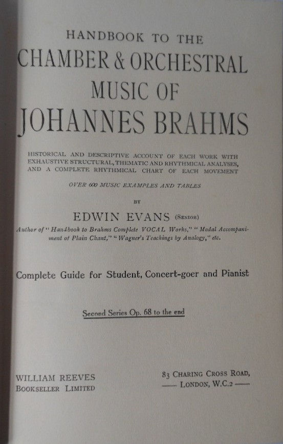Thumbnail: Handbook to the Chamber & Orchestral Music of Johannes Brahms. 1st & 2nd Series