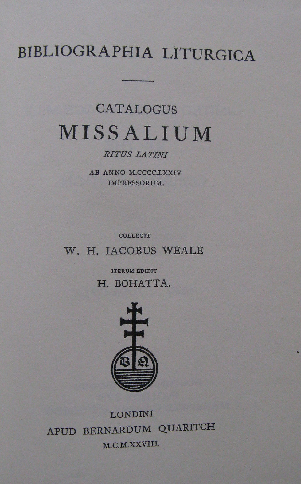 Thumbnail: Bibliographia Liturgica. Catalogus Missalium Ritus Latini