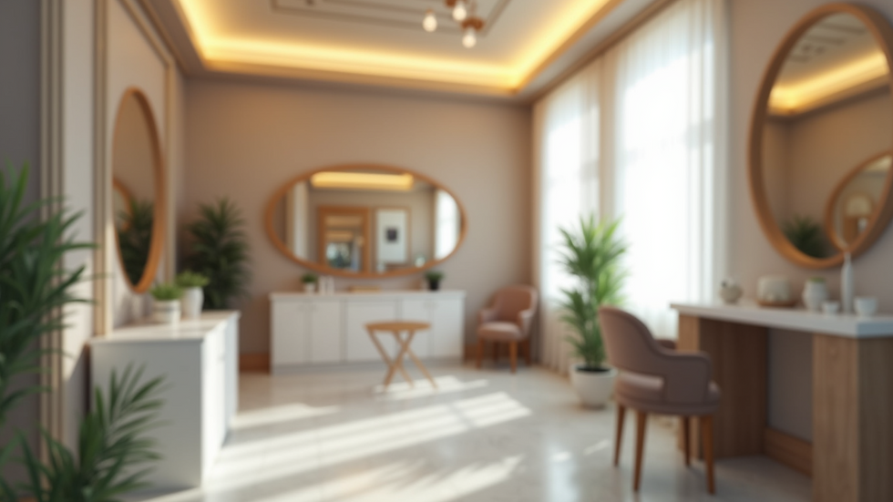 Eye-level view of a serene lash salon interior