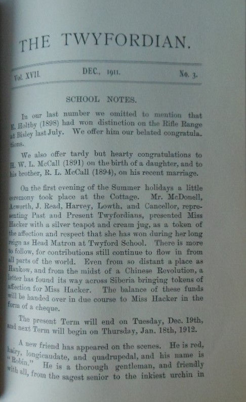 Thumbnail: The Twyfordian 1911 – 1912