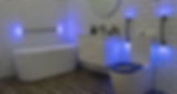 accessible bathroom with lights