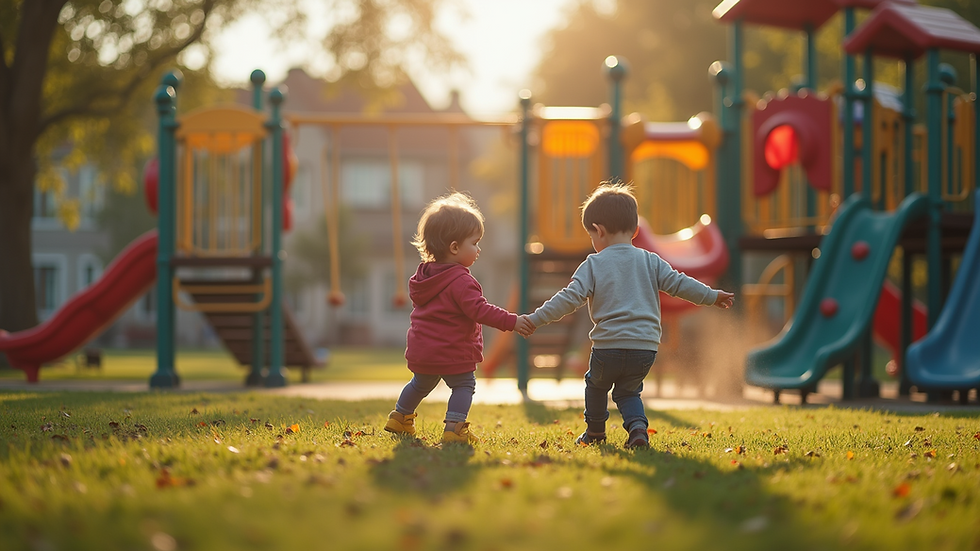 High angle view of a playground with children playing
